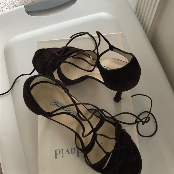 Charles David Suede Lace-Up Heels - Picture 3 of 7